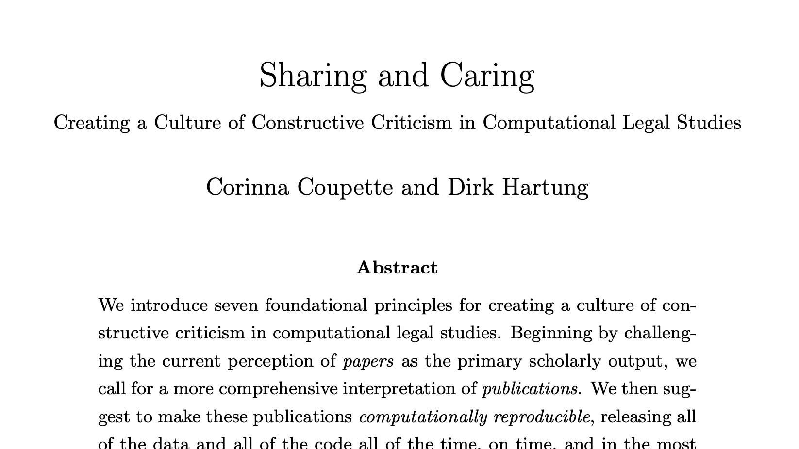 Sharing and Caring Paper